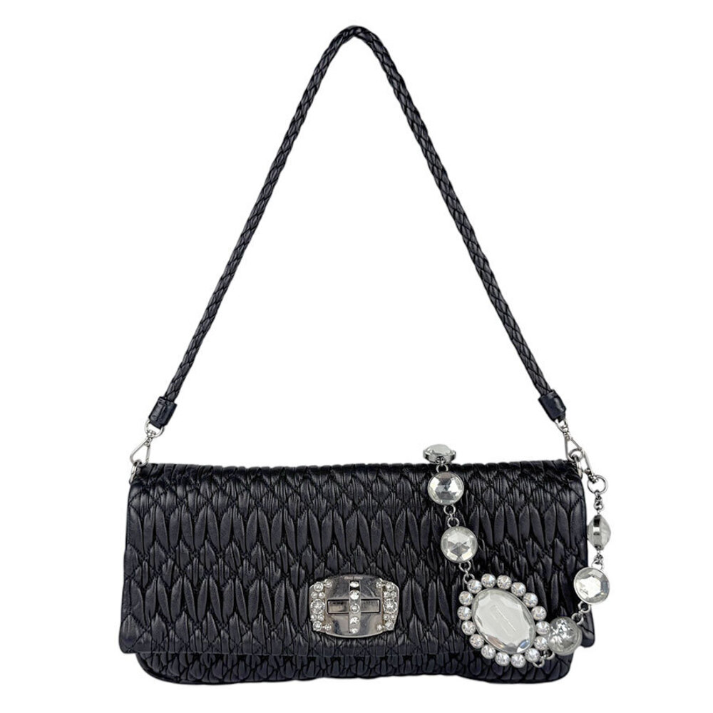 Miu Miu Matelass Leather Shoulder Bag Black